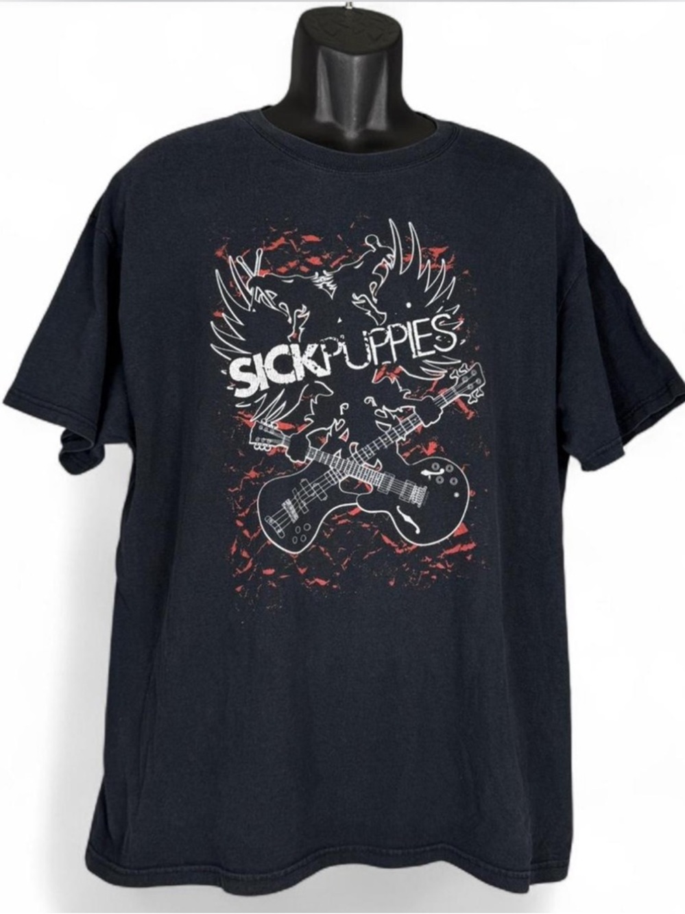 Sick Puppies Vintage Y2K black smoked out fade charcoal band tee Size XL